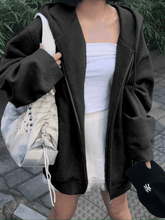 Solid Color Fleece Lined Zip-Up Hoodie